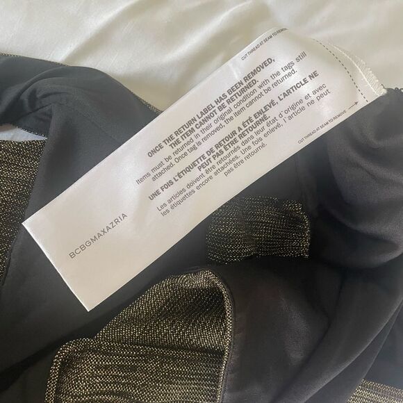 BCBG MAXAZRIA Metallic Gold Pleated Cut Out Gown XS - Picture 8 of 10